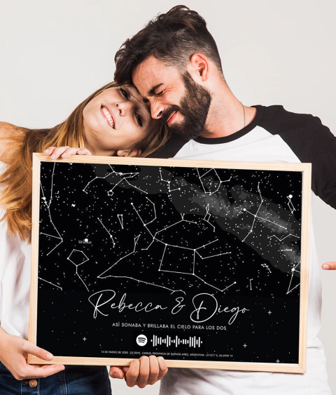 Cuadro Decorativo Mapa Estelar Parejas - comprar online