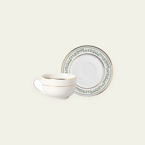 Xícara Chá Branca com Pires Classic Christmas Borda Dourada Plus 250ml 1254-104F - Alleanza