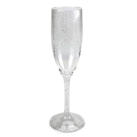Taça Champagne Acrílico Bolhas Degradê Transparente 296ml