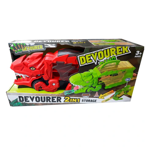 Caminhão Reboque Dragão Devourer 2 em 1 com 3 Carrinhos e Pista Maleta Y2126A - Dorémi