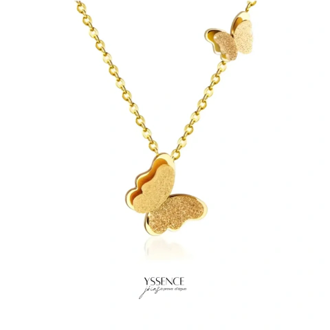 Colar Borboleta | Antialérgico | Banhado à Vácuo 3x Ouro 18k à Prova d'Água