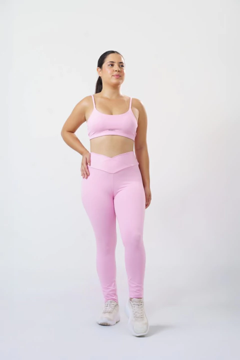 Legging Fitness Portugal Cós Transpassado Rosa