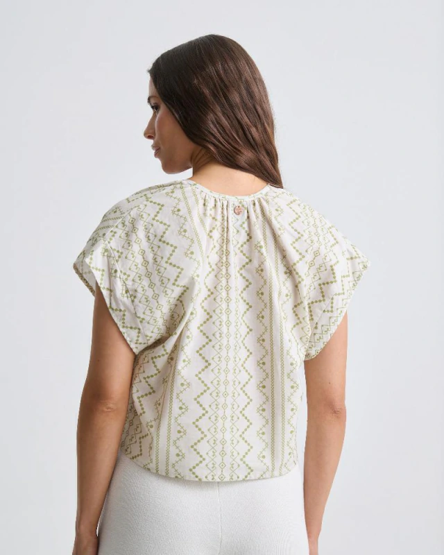 Blusa Brazil simil lino estampado Tavernati — imagen 3