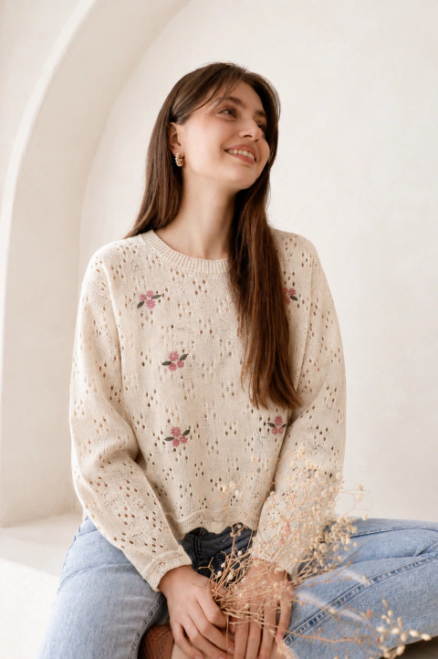 Art.2745 Sweater crochet bordado flores