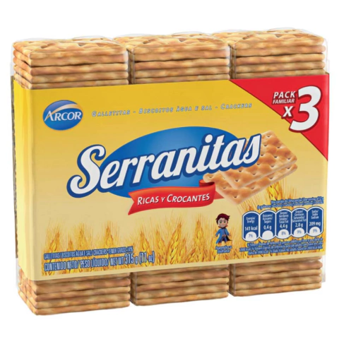 GALLETA DE AGUA SERRANITAS X 3 PAQUETES - comprar online