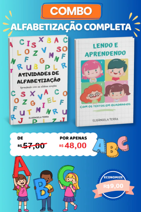 Combo Apostilas de Alfabetização PDF - 96 Atividades com Sílaba Simples + 33 Textos em Quadrinhos