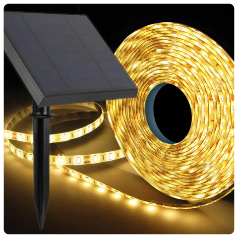 Tira Luces Led 5m Solar Luz Calida Exterior Automatica LX437