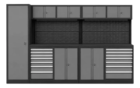 Banco Mesa de Trabajo Modular Industrial con Cajoneras y Panel