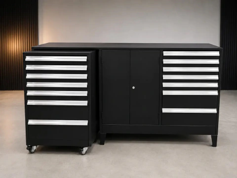 Banco de Trabajo Industrial de Acero 2 m con Mesa Móvil