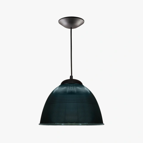Luminária prismática 22 polegadas em acrílico fumê e cabo PP preto E-27.