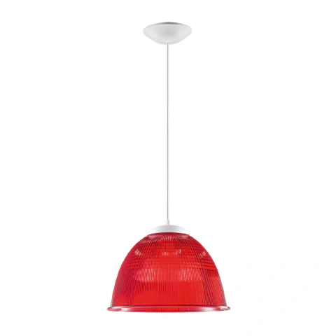 Luminária prismática 16 polegadas em acrílico vermelho e cabo PP branco E-27.