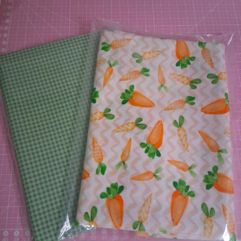 Tecido Tricoline 100% algodão - Kit Composê - cenourinha e xadrez verde 48 cm x 1,50m