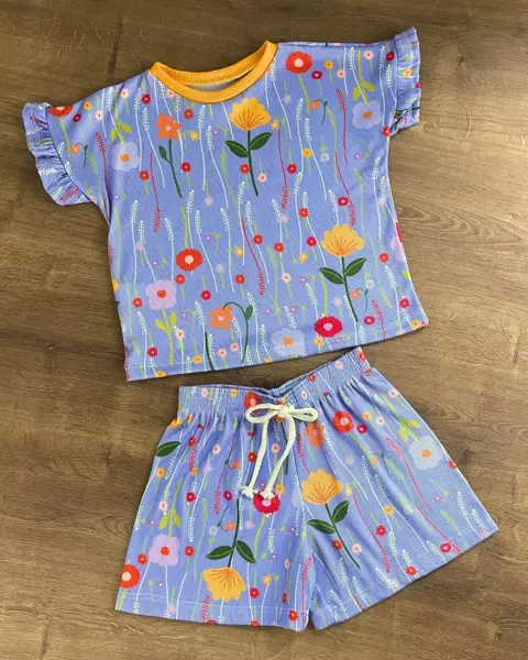 Conjunto Infantil Menina Floral em Algodão - Doce Lavanda