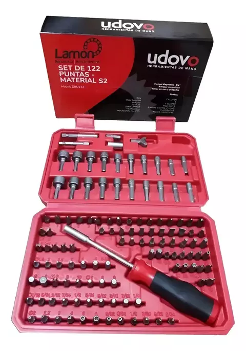 Set De 122 Puntas Tubos Varios Udovo 1/4'' + Maletín
