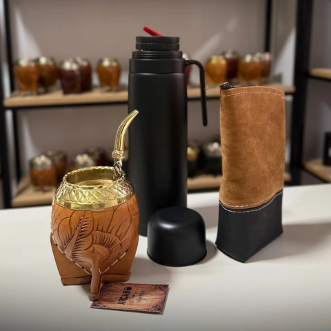 COMBO MATERO 278 - Mate Torpedo Premium, Termo, Yerbera y Bombillón MINI Exclusivo