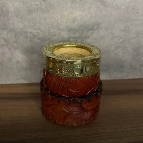 Mate Imperial EXCLUSIVO Criollo, Virola Bronce, Cuero Repujado, Base Cuero Repujada - Modelo 4