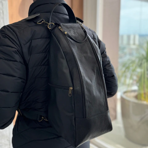 Mateira em Couro Mochila Galo - Preta