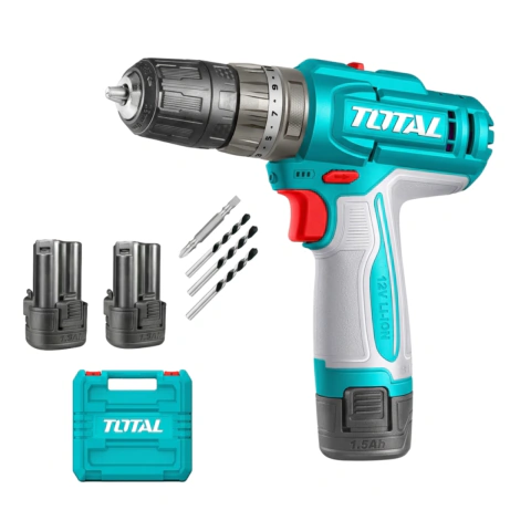 Taladro Percutor 12V 1500rpm 20Nm TOTAL TIDLI12206 con Maletin y 2 Baterias con Carga TIPO C