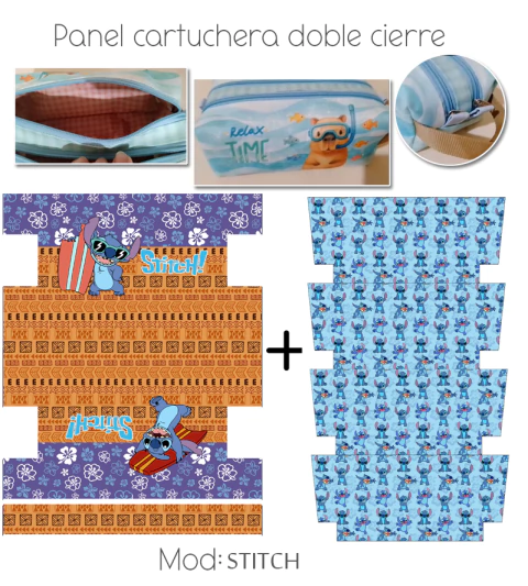 Cartuchera doble cierre Stitch. Incluye interior - comprar online