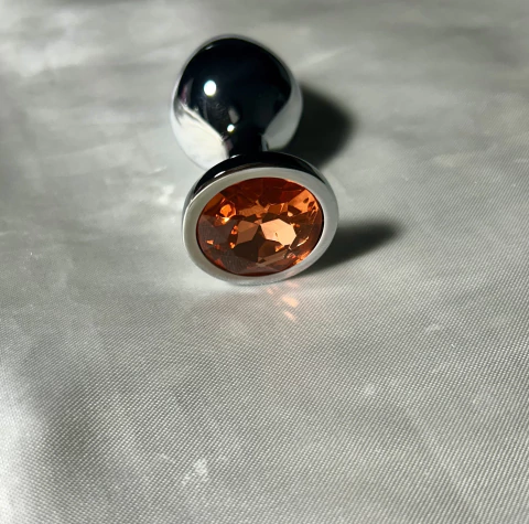 Plug Anal de Aço com Cristal Rendondo - Prazer Secreto