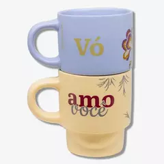 KIT CANECAS EMPILHAVEIS BORDADO DE VO