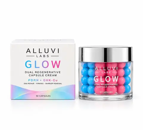 Creme Facial Alluvi GLOW Dual Regenerative Capsule Cream PDRN + GHK-Cu 50 Cápsulas