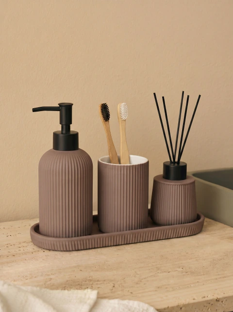 Set de baño de cerámica - Café Claro