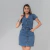 Vestido Jeans Midi Curto Feminino com Botões Manga Curta Com Bolso na internet