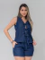 Conjunto Jeans Feminino Blusa Amarração e Short Soltinho Com Bolso - comprar online