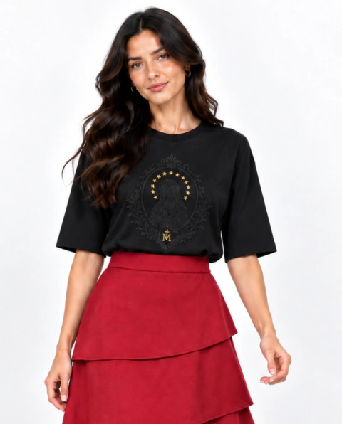 T-Shirt NS de Lurdes 3/4 - Preta