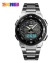 Relógio Skmei 1370 Pulso Masculino Aço Inoxidável Prata | Fundo Preto/Cinza Bisel Preto | AnaDigi 5ATM Luz Azul - ÀS VEZES TEM - Caxias do Sul