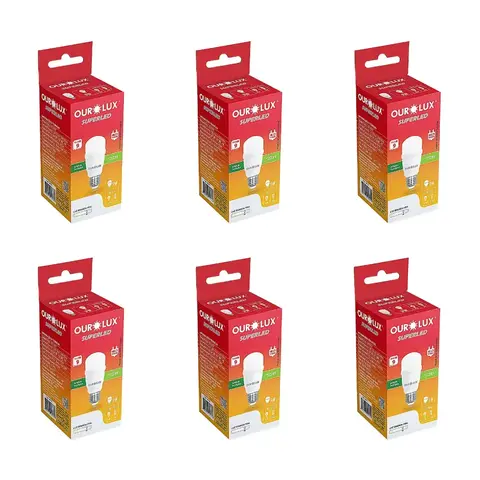 Kit com 6 Lâmpada LED Compacta Mini T 9W 6500K - Ourolux