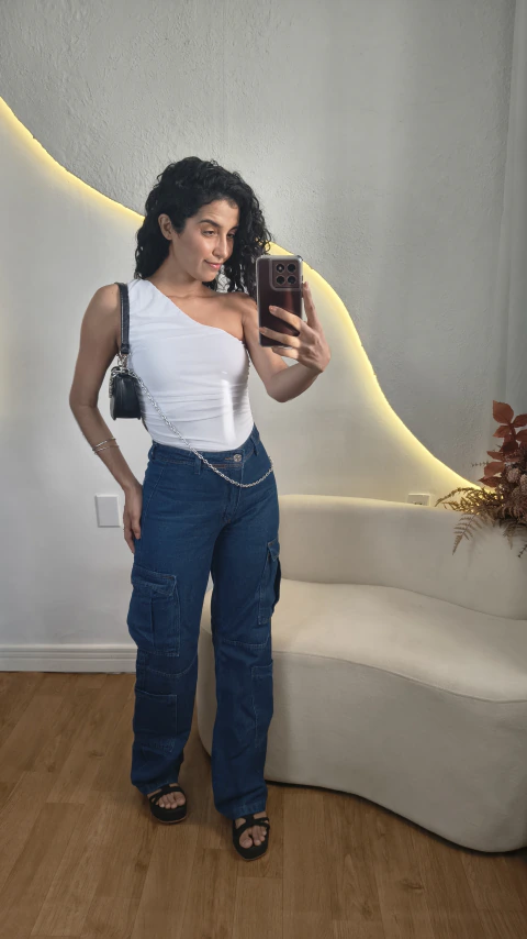 Calça jeans cargo