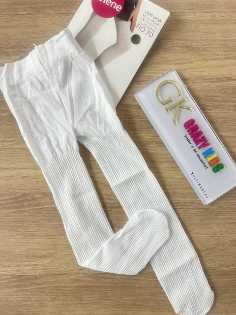 Meia Calça Fio 70 Canelada Infantil Menina Selene 9500 (Branco)