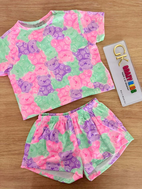 Pijama Gummy Bear Infantil Teen Menina Bimbi Fb574 (Rosa/Verde/Roxo)
