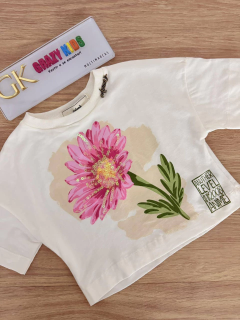Blusa Flor Infantil Teen Menina Animè N5498 (Off White)