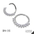Brinco de piercing de argola frontal com torção e cravação de pedras brilhantes, em metal prateado