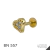 Labret banhado em ouro com formato de coração e três pedras brilhantes azuis