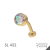 Piercing de umbigo invertido em aço dourado com pedra flat redonda colorida