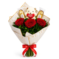 Rosas Vermelhas + Pelúcia + Ferrero