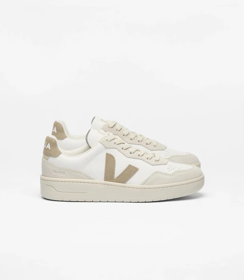 Tênis VEJA V-90 Leather White Taupe Branco / Bege VD2020909