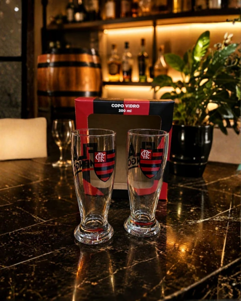 Copo de Oficial em Vidro Munich 200ml C/2UN Flamengo
