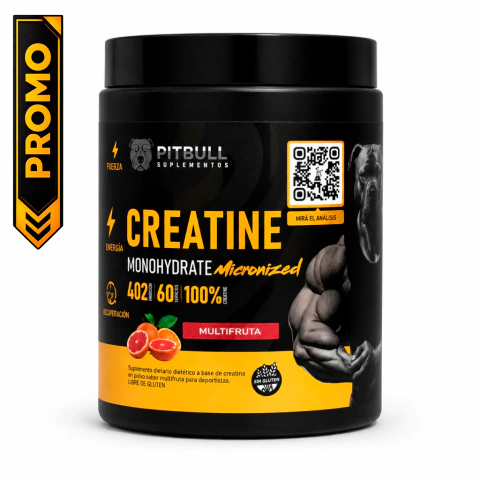 Creatina Monohidrate Micronized Pitbull Suplementos 402g 60 servicios