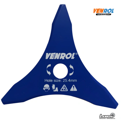 CUCHILLA PARA DESMALEZADORA 3 DIENTES REFORZADA 2 MM / CENTRO 20 - 25 MM. VENROL VR-CU-0101
