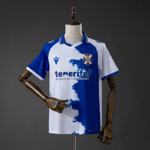 Camisa Tenerife I 26/27 - Torcedor Macron Masculina - Branca e azul