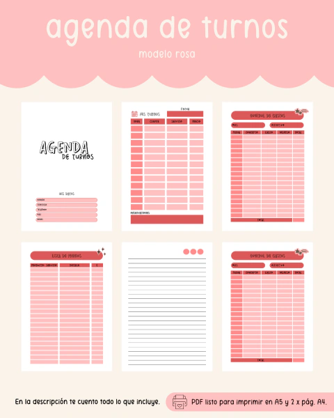 Agenda de turnos rosa - comprar online