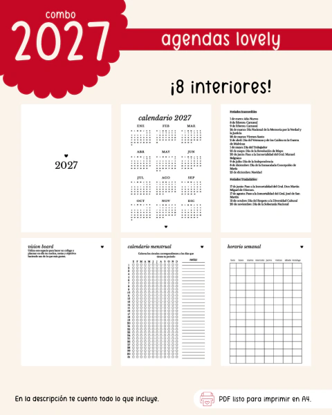 Combo Agendas 2027 - Lovely - comprar online