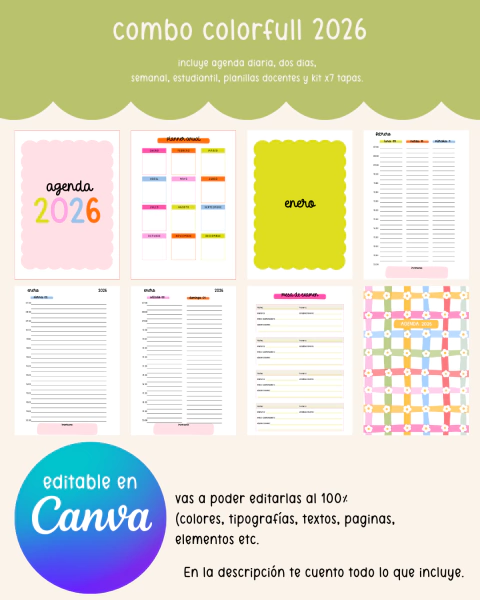 Combo colorfull 2026 - editable en canva - comprar online
