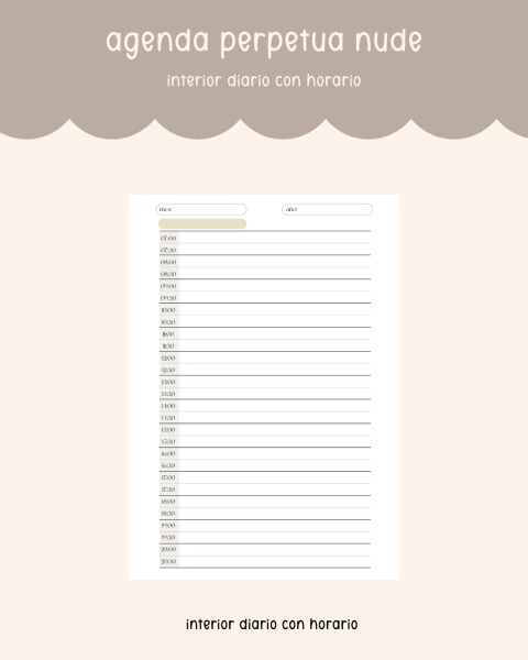 Agenda nude perpetua - diaria con horario - comprar online