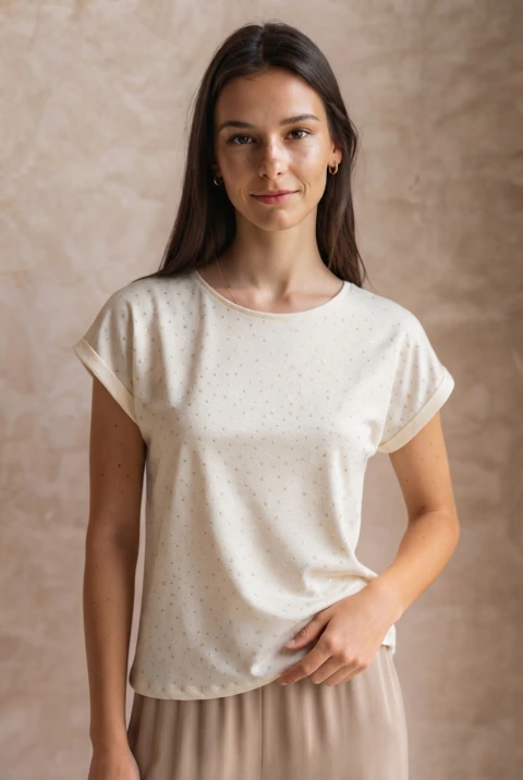 Blusa Cara.Cey Stras manga c/ puño Art.3270
